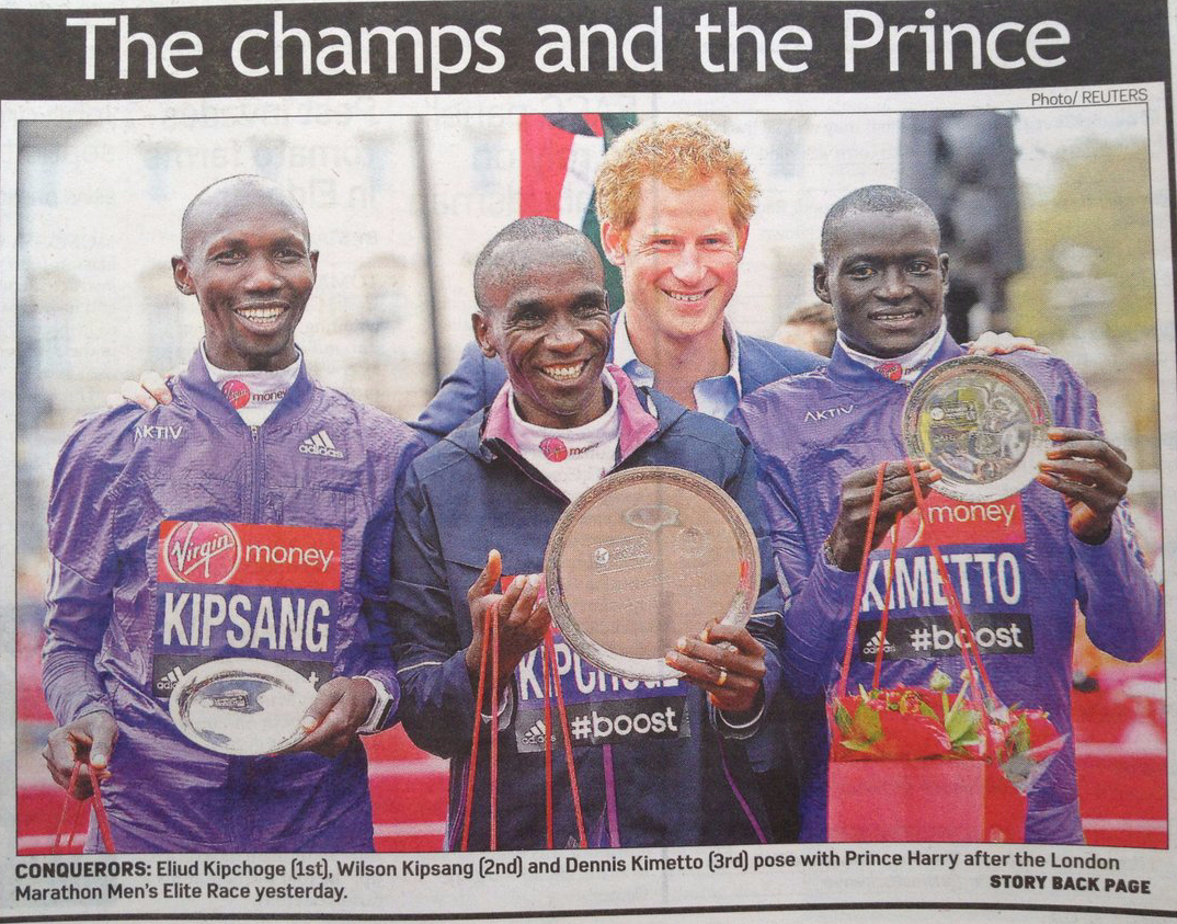 Kenyan marathon runners, marathon, British royalty, Prince Harry, London Marathon