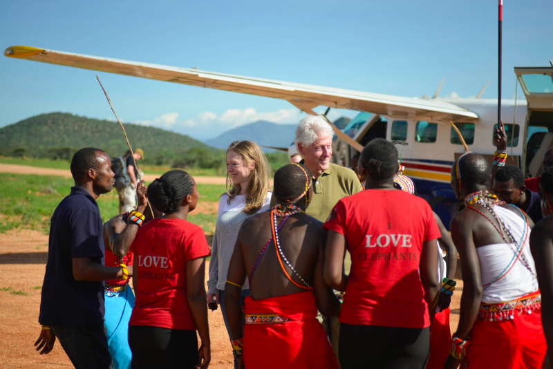 Bill Clinton, Hilary Clinton, Chelsea Clinton, Save the Elephants, STE, Samburu National Reserve, Kenya, Elephant Watch Portfolio, EWP, STE visitors centre, elephants, Clinton's Foundation